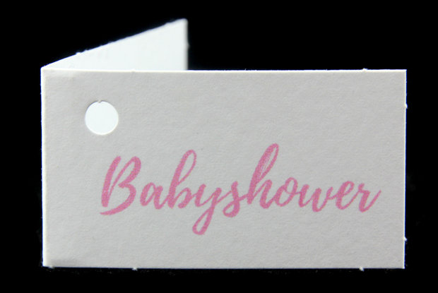 Naamkaartjes babyshower roze