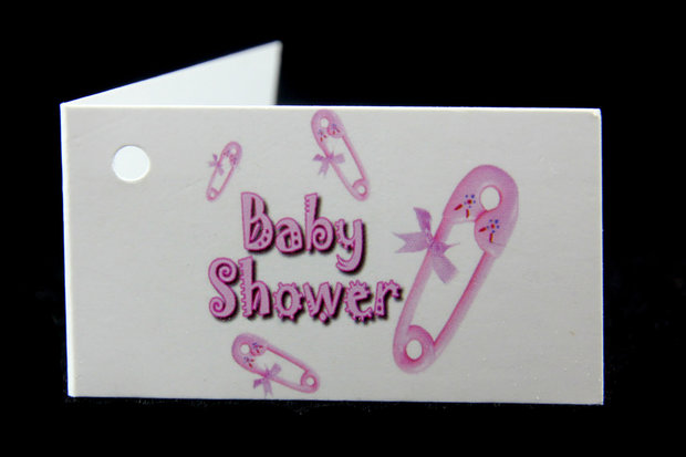 Kaartjes babyshower waspeld roze