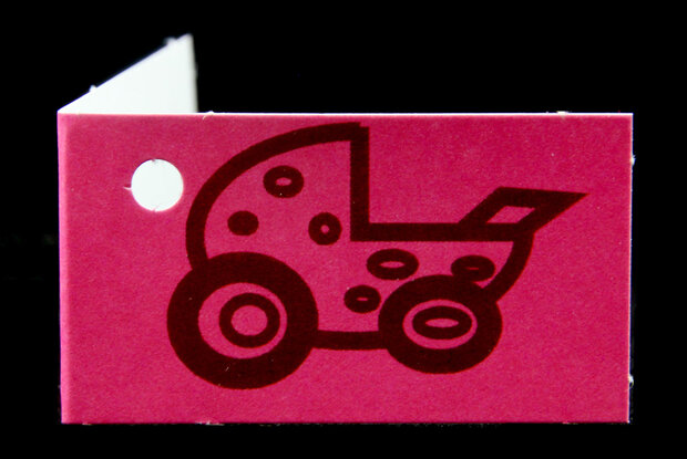 Kaartjes voor geboortebedankjes kinderwagen fuchsia roze