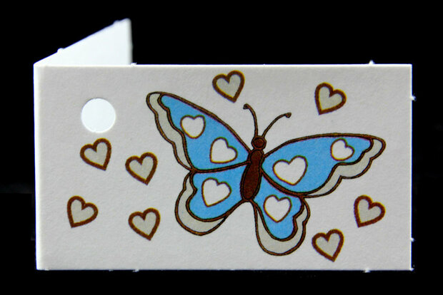 Traktatie kaartjes vlinder aqua met naam