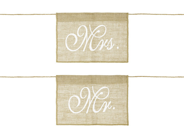 Jute stoel banner mr & mrs