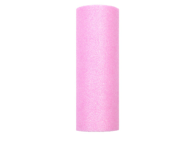 Tule lint roze glitter 15 cm