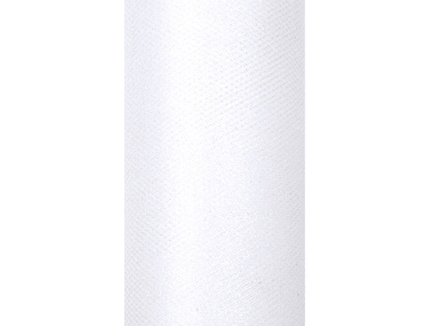 Tule lint wit glitter 15 cm breed
