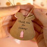 Kraft label thank you for coming jurk roze papfles, dubbel label en hennep touwtje 10 stuks Kraft label thank you for coming jurk roze papfles, dubbel label en hennep touwtje 10 stuks