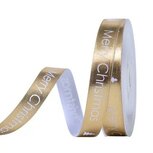Kerstlint satijn lint goud metalic merry christmas 1.5 cm breed 5 meter Kerstlint satijn lint goud metalic merry christmas 1.5 cm breed 5 meter