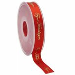 Satijn lint fijne feestdagen rood met goud bedrukking 15 mm breed 5 meter Satijn lint fijne feestdagen rood met goud bedrukking 15 mm breed 5 meter