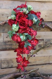 Oorzaak verontschuldiging Ongemak Zijden bruidsboeket waterval phaleanopsis orchidee rood - organza zakjes Oorzaak verontschuldiging Ongemak Zijden bruidsboeket waterval phaleanopsis orchidee rood - organza zakjes
